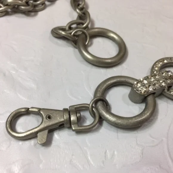 Chico's Silver Toned Rhinestones Chained Belt - Picture 2 of 7